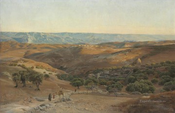  orientalista Pintura al %C3%B3leo - Las montañas de Maob vistas desde Betania Gustav Bauernfeind Judío orientalista